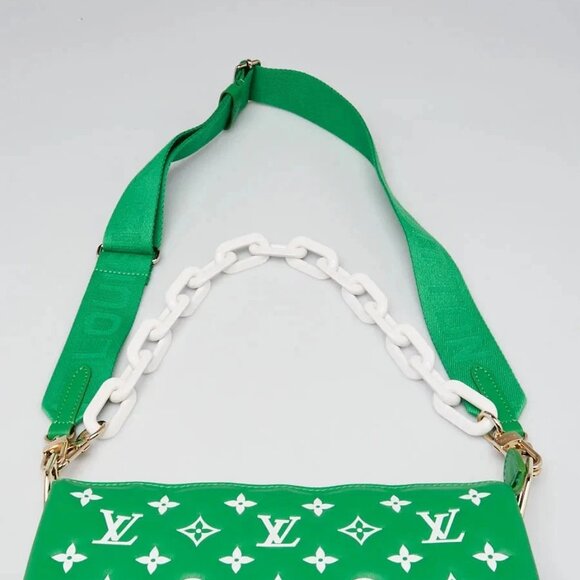Louis Vuitton Green/White Monogram Embossed Lambskin Leather Match Coussin PM... - Picture 8 of 12